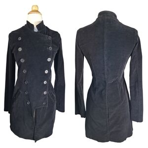Theodore Beverly Hills Black Velvet Coat Womens XS Goth Victorian Vampire Jacket